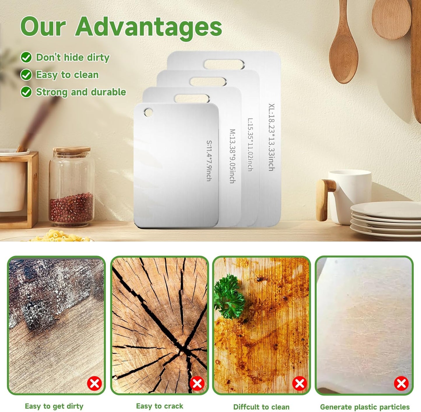 Katuchef Titanium Cutting Board - New Upgrade 100% Pure Titanium Cutting Boards for Kitchen Double Sided Non Toxic Cutting Board,Hygiene Durable Dishwasher Safe Chopping Board(1PC-XL:18.11IN*11.81IN)