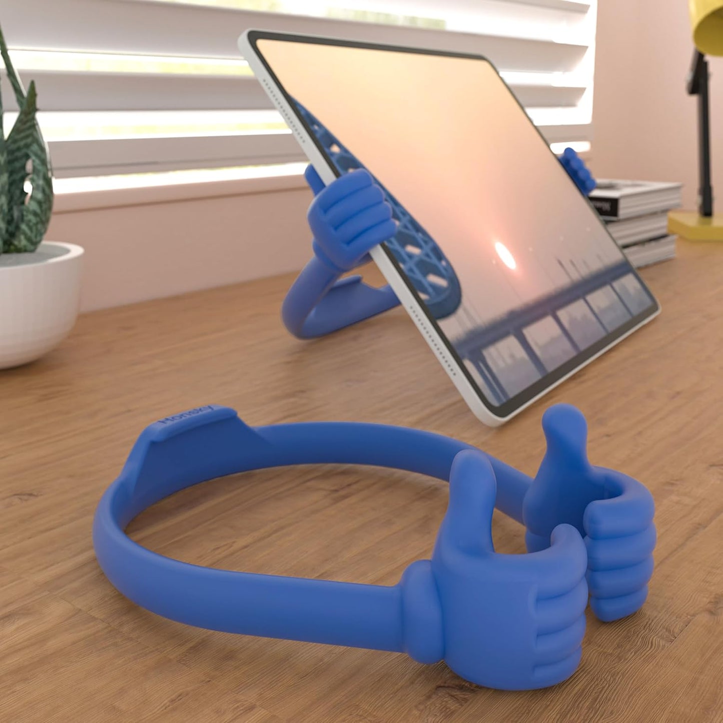 Honsky Thumbs Up 2 Pack Tablet Stand - Compatible with iPad, Samsung Galaxy Tabs, iPhone Pro Max - Universal Cute, Blue/Green