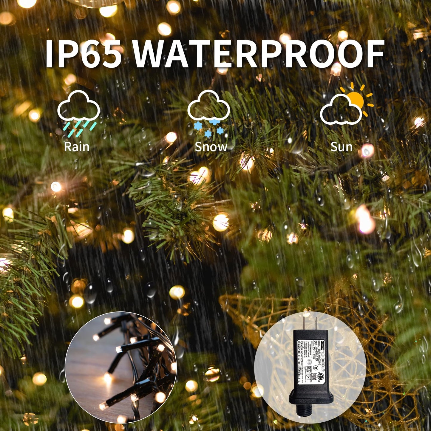 Christmas Tree Lights With Ring 9.9Ft 16 Line 544 Led Green Wire Fairy Waterfall String Light Plug In Dimmable Cascading Twinkle Lights With 8 Lighting Modes For Indoor Outdoor Xmas Tree(Multicolor)