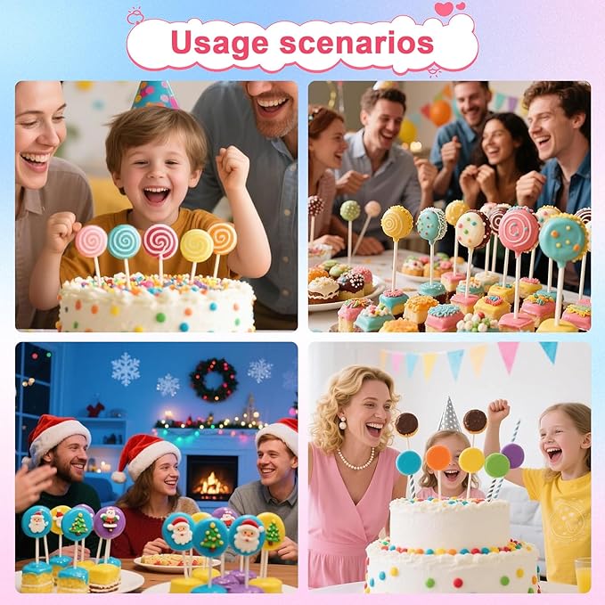 Cake Pop Molds with 1.5 Inch Tray, 3D Printed Round Cake Pop Cutter and Pusher, Circle Biscuit Maker Mold Set, Dual-Cavity Cake Pop Tray, Baking Molds Kit for Parties, Wedding,Home Desserts Making