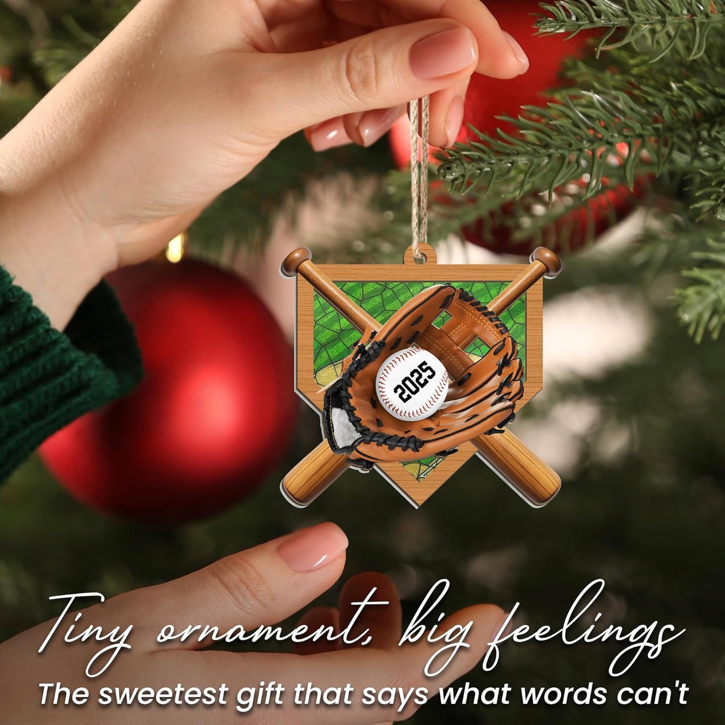 FLAGWIX Baseball Ornaments for Christmas Tree - Suncatcher Christmas Ornaments 2025 for Tree Decorations - Baseball Gifts for Boys 12-14 and 8-12, Sports Gifts for Boys Son Team Coach Men