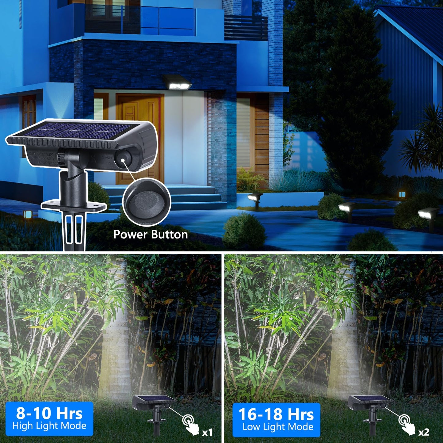 Toodour Solar Spot Light Outdoor  2 Pack Solar Lights Outdoor With 2 Modes  Waterproof Solar Powered Flood Lights Landscape Lighting For Yard Garden Home Pathway Walkway Outdoor Decor - Cool White