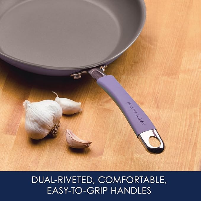 Rachael Ray Cucina Nonstick Cookware Pots and Pans Set, 12 Piece, Lavender Purple