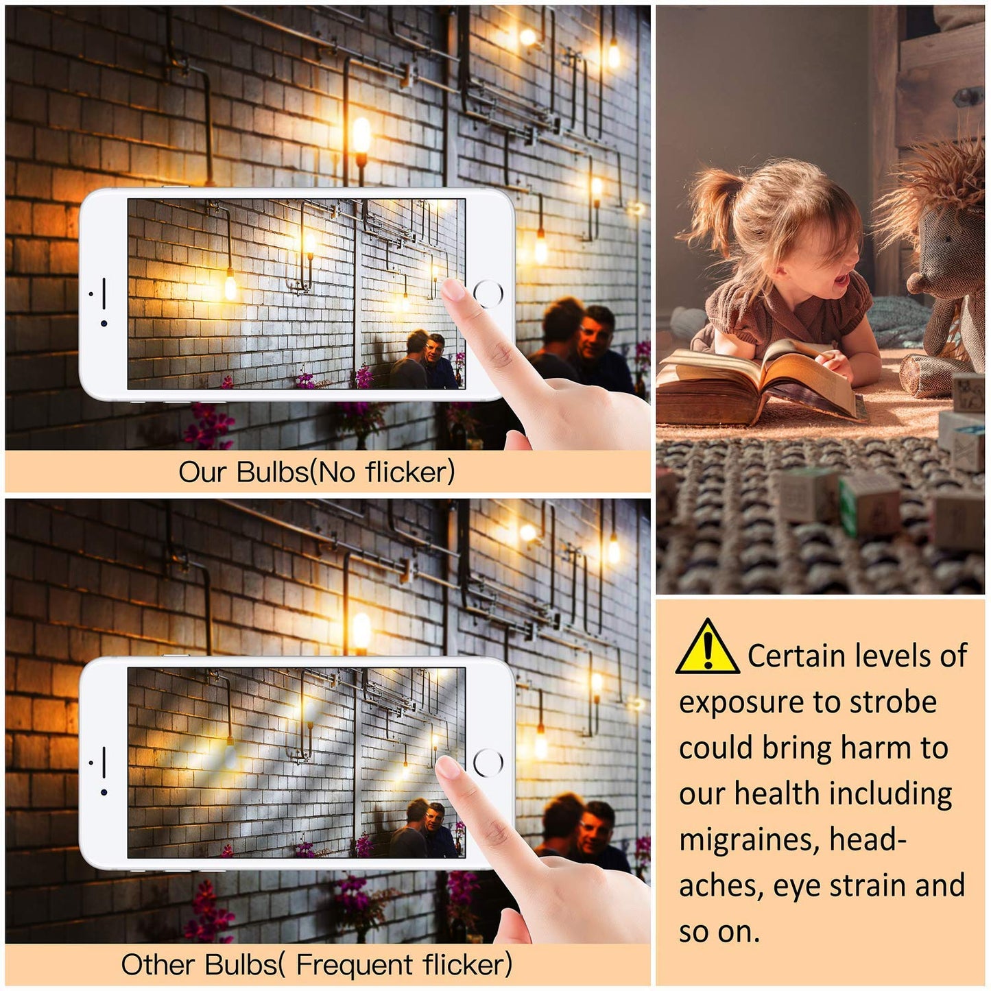 Leools Dimmable Vintage LED Edison Bulbs, 6W Equivalent 60W, Warm White 2700K, Clear Glass, E26 Base, 3 Pack