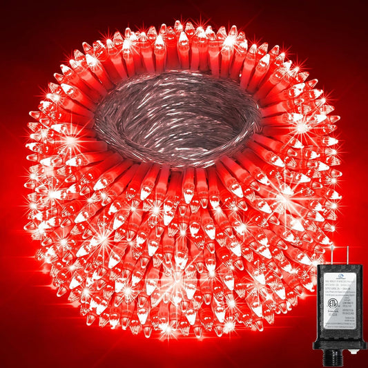 750 Led 240Ft Christmas String Lights Outdoor  12 Pro Modes And Timer Memory & Brightness  Plug In Outdoor Waterproof Clear Wire Twinkle Light For For Xmas Yard Tree Wedding Party Decor (Red)