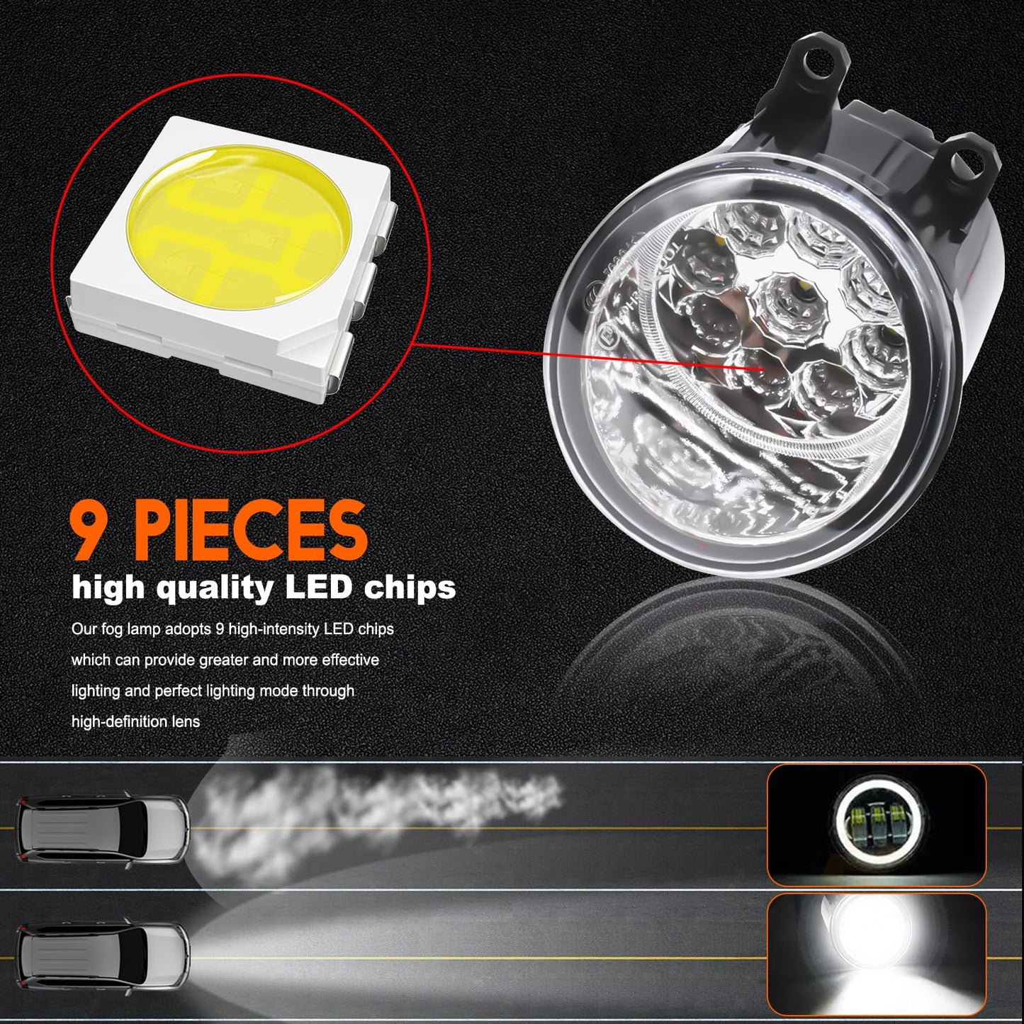 Qobsos Led Fog Light For Toyota Venza 2009-2015 Replacement Front Bumper Lamp 6000K White Pack Of 2