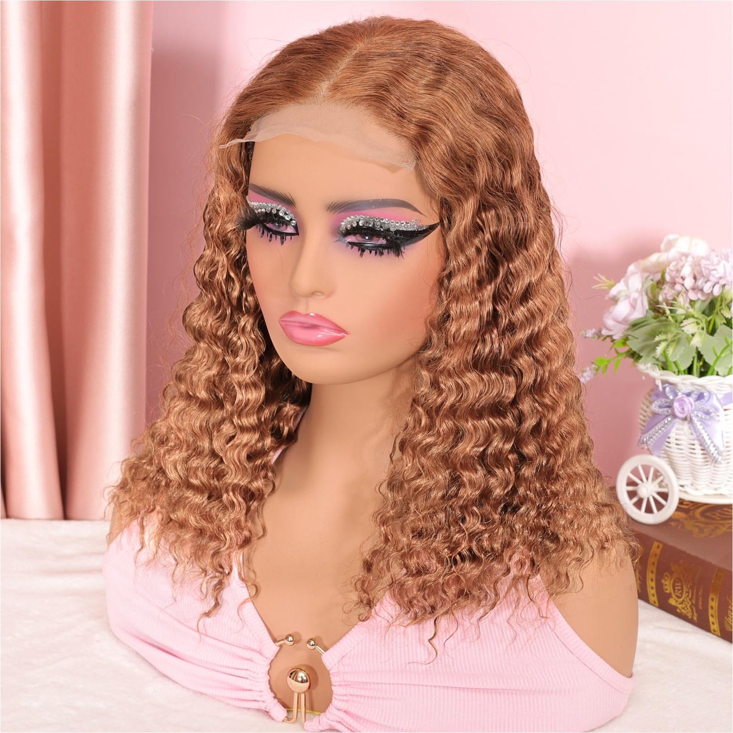 omswet Curly BOB Wig Human Hair 200 Density 5x5 HD Lace Closure Deep Wave Wigs for Black Women Glueless Wear and Go Pre Plucked