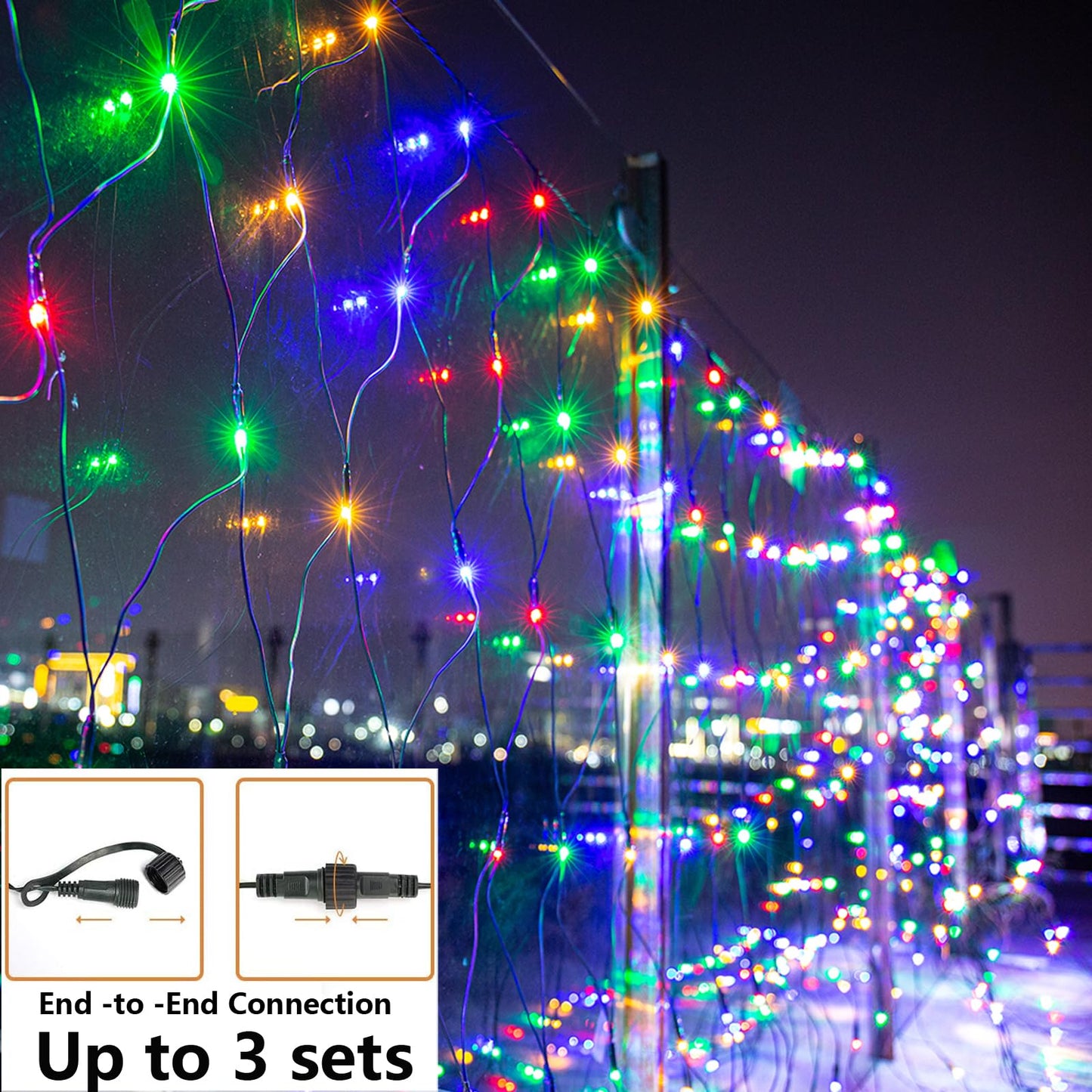 Joomer Color Changing Christmas Net Lights 12ft x 5ft Connectable Waterproof Green Wire Warm White to Multicolor SSL0360-N-29V