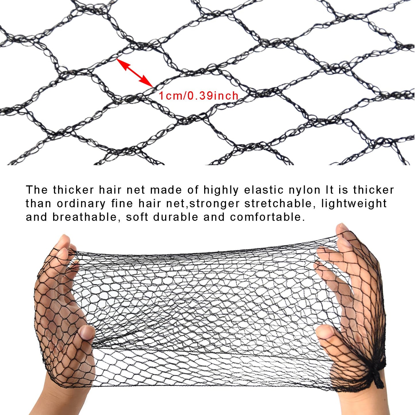 12 Pcs Thicker Hair Nets 18 Inch Invisible Elastic Edge Mesh Wig Nets for Women Bun Hair Making Food Service Ballet (18 Inches)