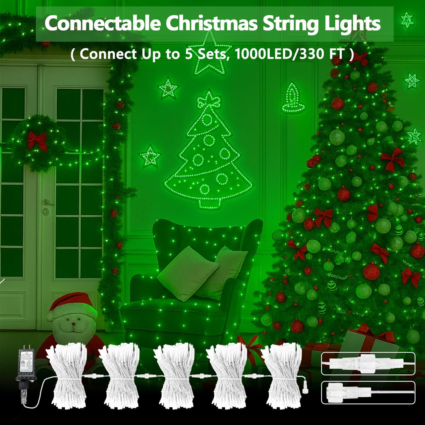 SANJICHA 200 LED Christmas String Lights, Waterproof, 66FT, Orange, Model MLS-D29V6WUD-O, Indoor/Outdoor Fairy Lights