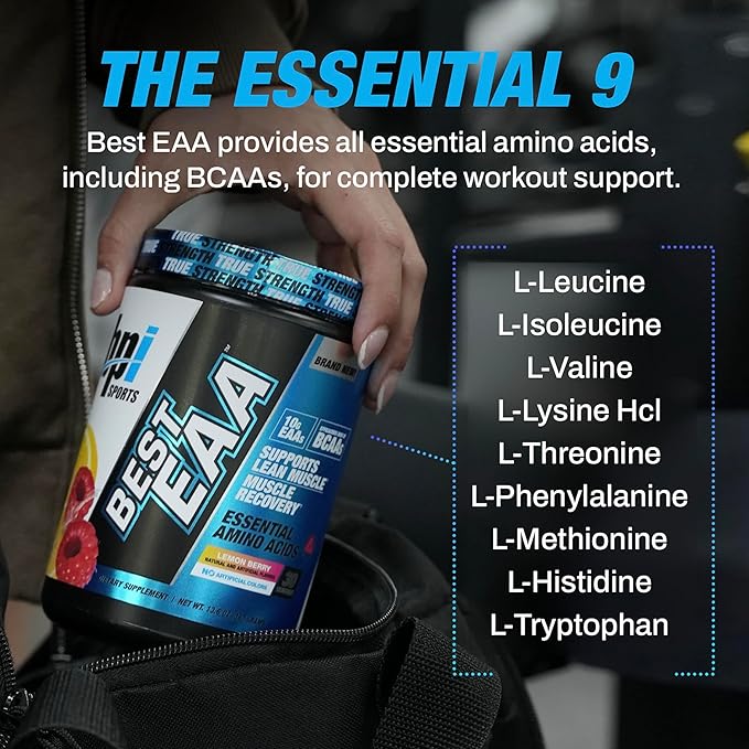 BPI Sports Essential Amino Acids EAA Powder - Pre, Intra & Post Workout Drink - BCAA Powder for Men & Women, EAA + BCAA + Hydration. Advanced Formula with 10g of EAA. (Lemon Berry)