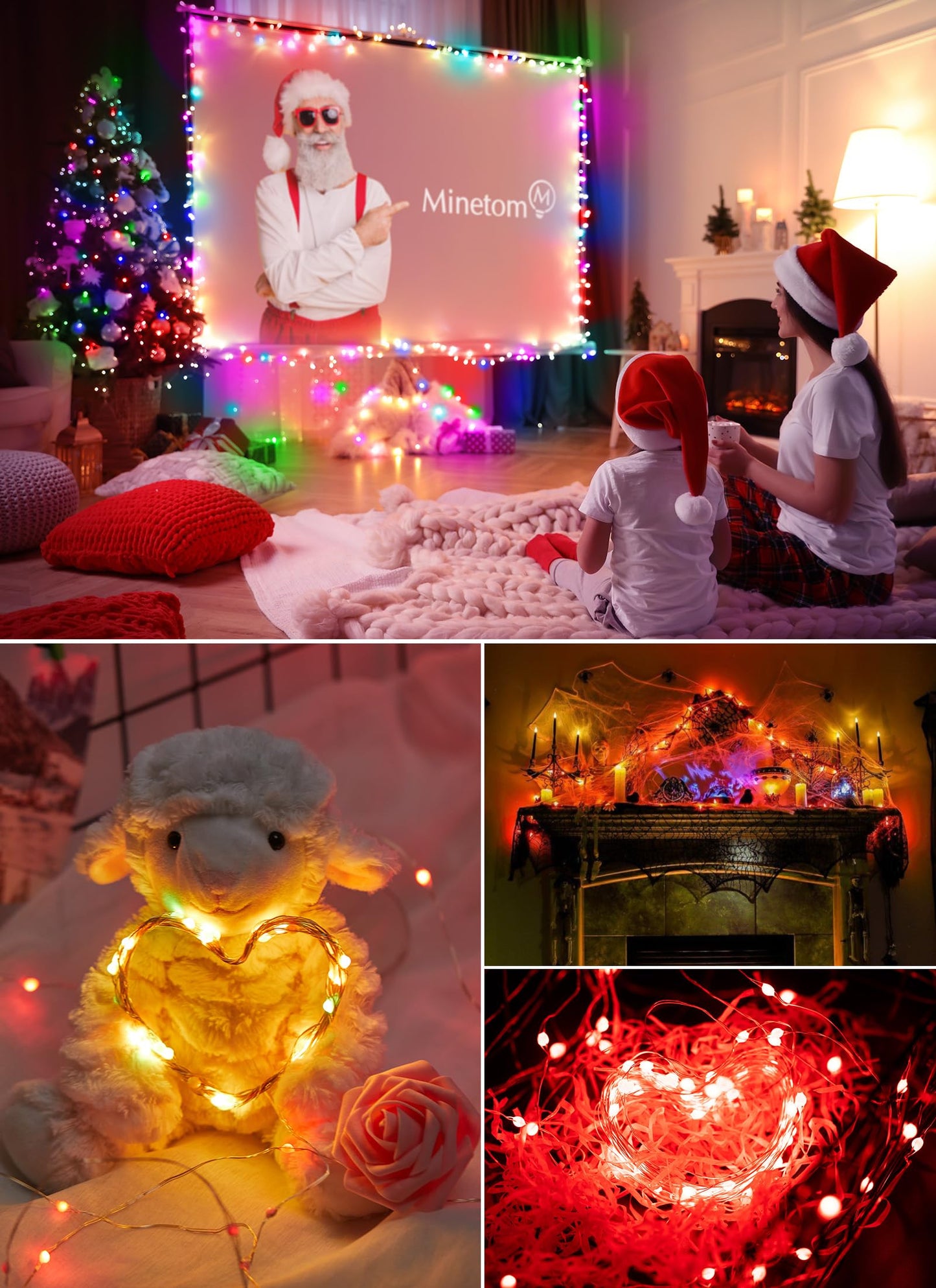 Minetom Fairy Lights - 66 FT 200 LED Color Changing String Lights with Remote, 16 Colors & 6 Holiday Colors, Copper Material