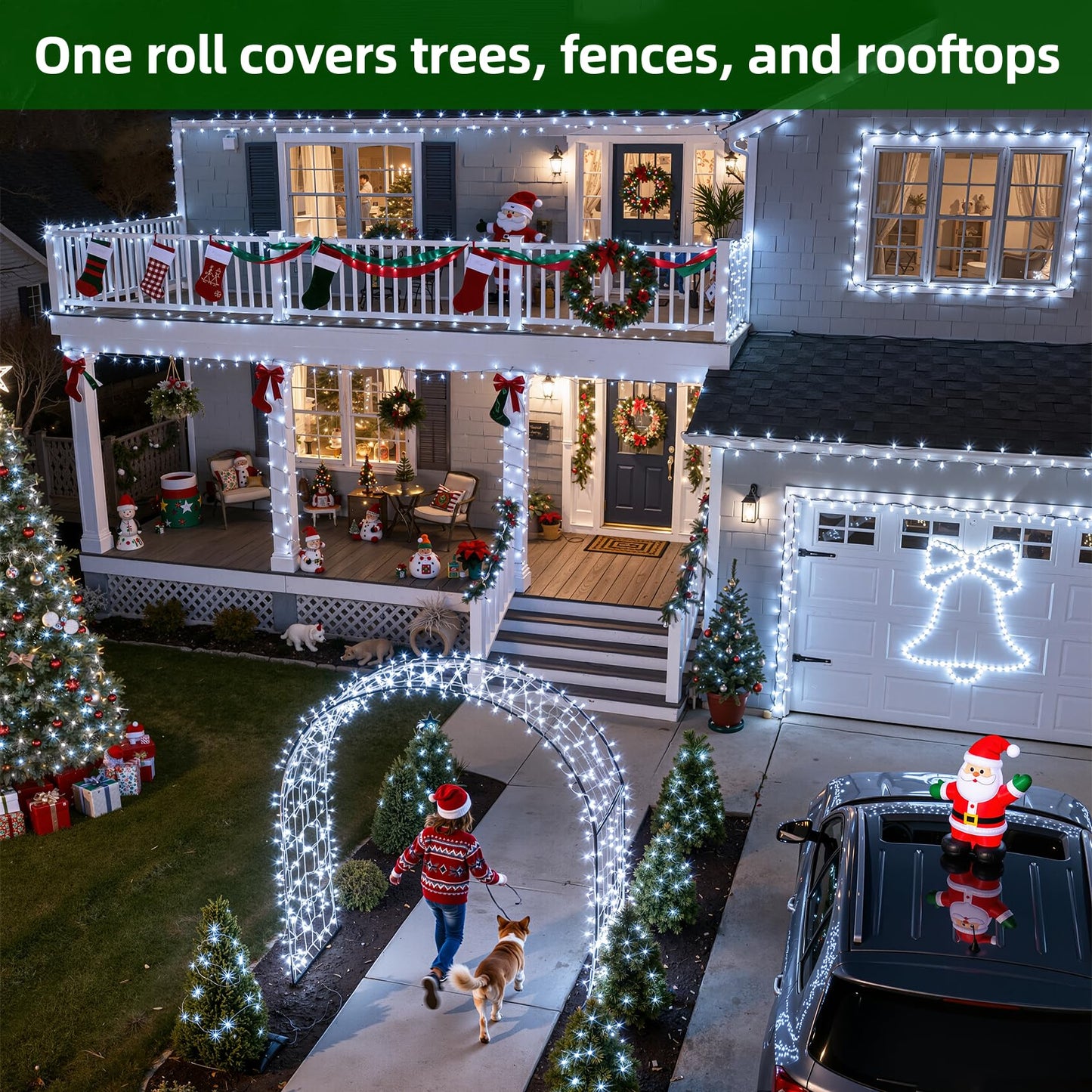 Quhuatu 750 Led 240Ft Christmas Lights Outdoor 12 Lighting Modes Christmas String Lights With Timer  Dimmable Cool White Led Stringlights Waterproof For Yard Tree Wedding Party Holiday Cool White