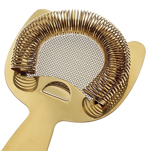 Barfly Fine Mesh Spring Strainer, Gold Plated