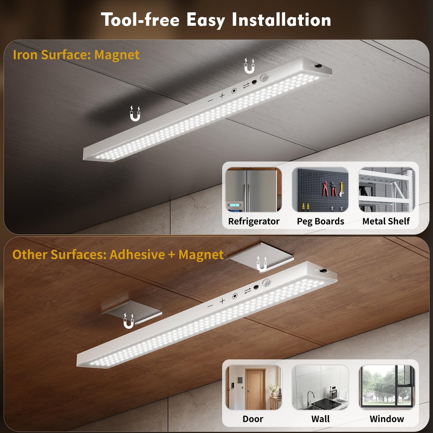 160Leds Touch-Control Under Cabinet Lighting W/4000Mah Battery  Cordless Motion Sensor Under Counter Lights For Kitchen  Magnetic Rechargeable Closet Lights - 3Pack/White  2025 Fall