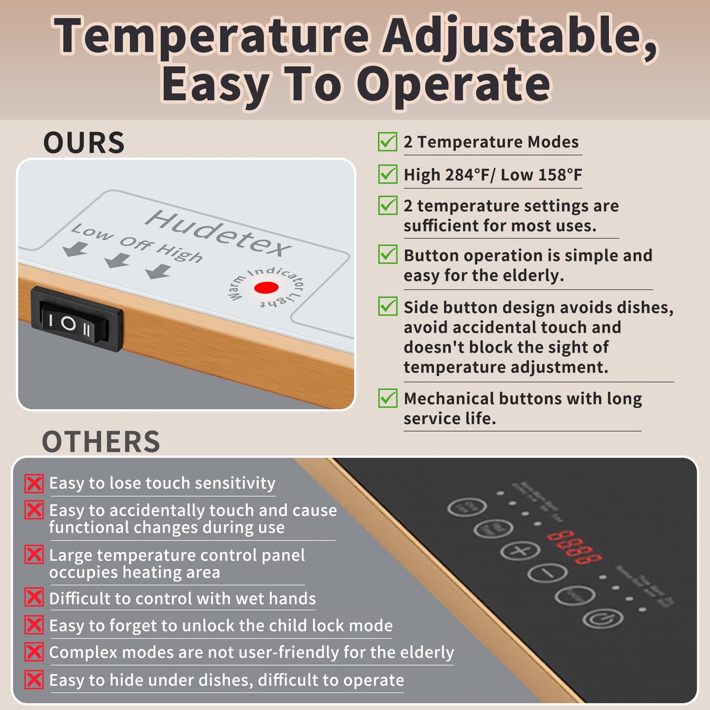 Warming Mat for Food (Extra Long 47"x12"), Warming Trays for Buffets Party & Daily Use, Temperature Control Food Warmer, Full Surface Warm Tempered Glass Food Warming Mat, White Electric Warming Tray