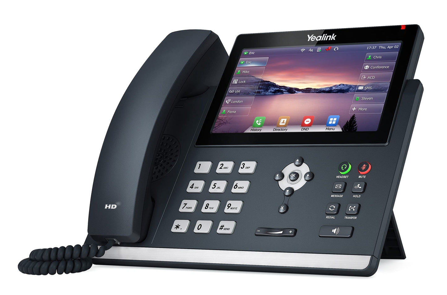 Yealink T48U Ip Phone, 16 Lines. 7-Inch Color Touch Screen Display. Dual Usb 2.0, Dual-Port Gigabit Ethernet, 802.3Af Poe, Power