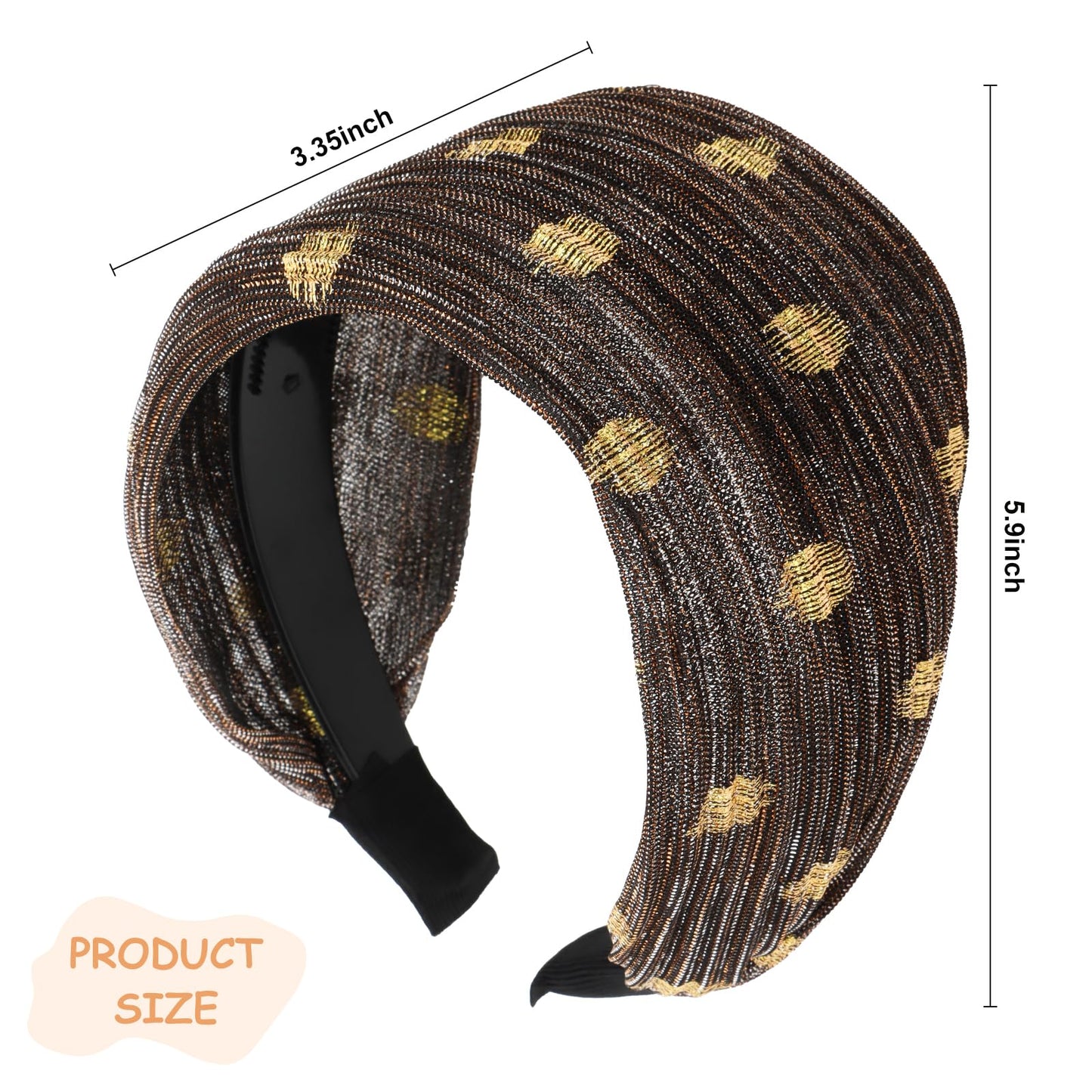 ACO-UINT 1 Pack Brown Headband for Women, Boho Wide Headbands Thick Headbands with Teeth, Large Head Bands for Women's Hair Turb