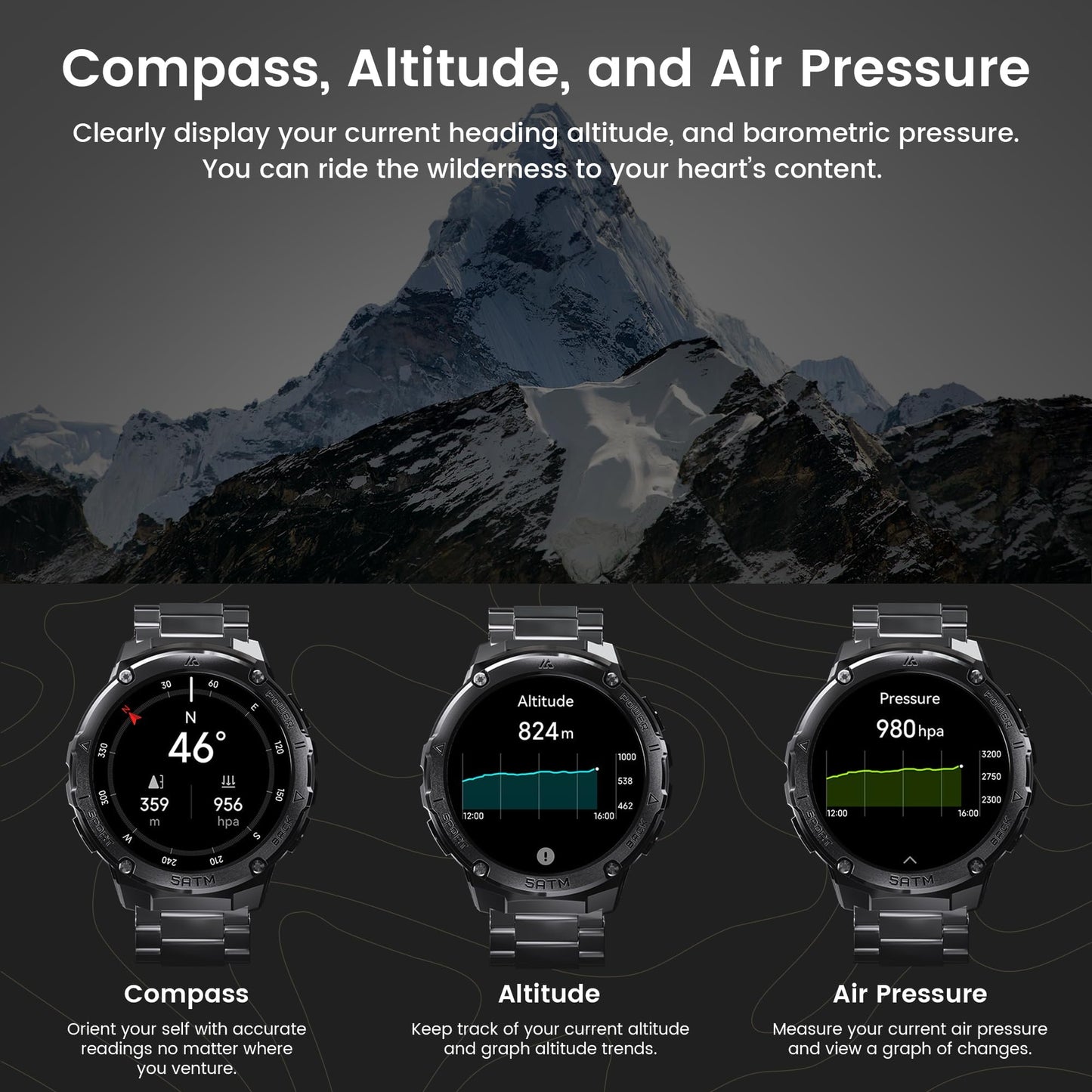 HOTMIFIT GPS Smart Watch for Men, 6 Satellite Positioning, Compass, Stainless Steel Body, 50M Waterproof, 480mAh Extra-Large Battery, Answer/Make Call, 1.43" AMOLED Screen, Compatible to Android iOS