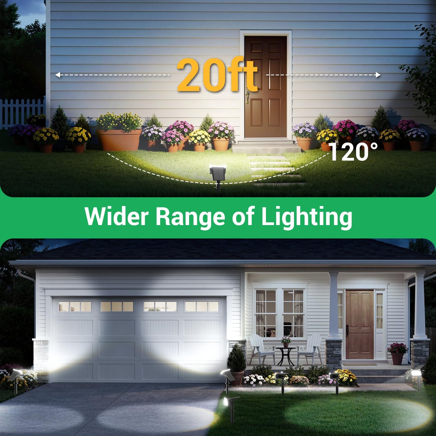 WdtPro Upgraded Bright Solar Lights Outdoor Waterproof, Auto ON/Off Solar Spot Lights Outdoor, Dusk to Dawn Spotlights, Adjustable Landscape Lighting for Yard Tree Path Garden, Cool White, 6 Pack