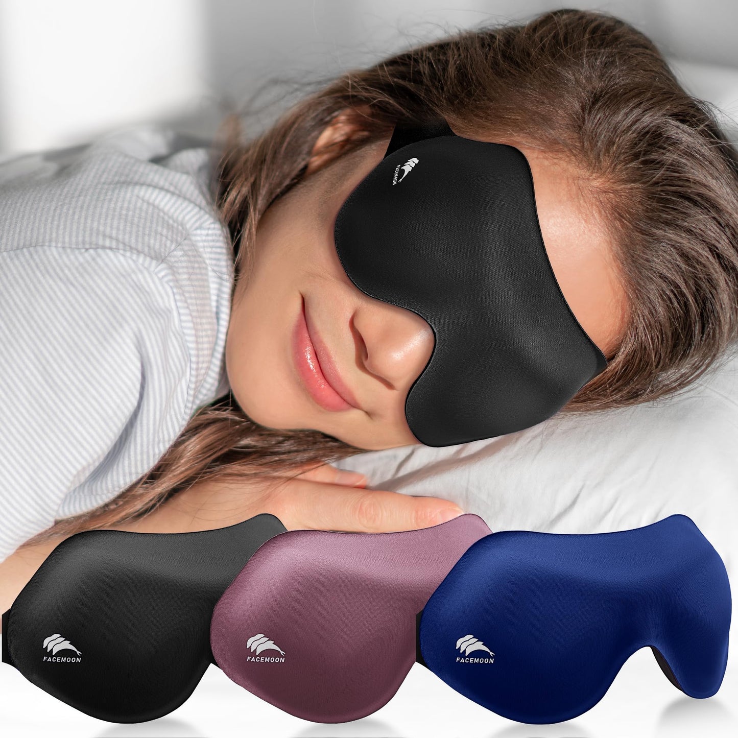 Sleep Masks for Women Men 3 Pack: Zero Eye Pressure Airplane Travel Essentials - 100% Blackout Eye Masks for Sleeping - Side Sleep Comfort Cover for Lash Extensions