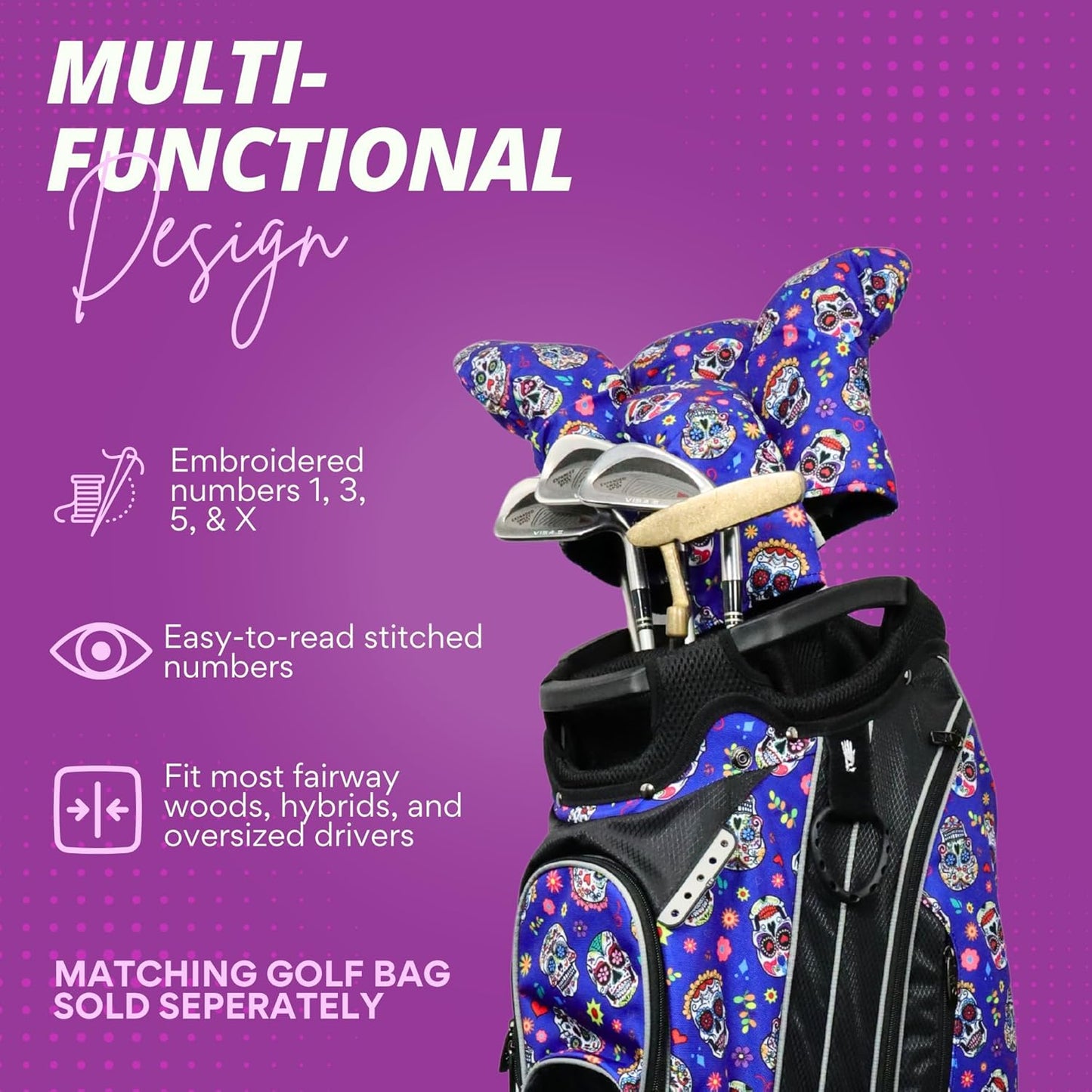 Taboo Fashions Resort Collection Golf Club Covers for Women - Numbered Golf Headcovers Set for Driver, Fairway and Hybrid Clubs - Weather Resistant, Pack of 4