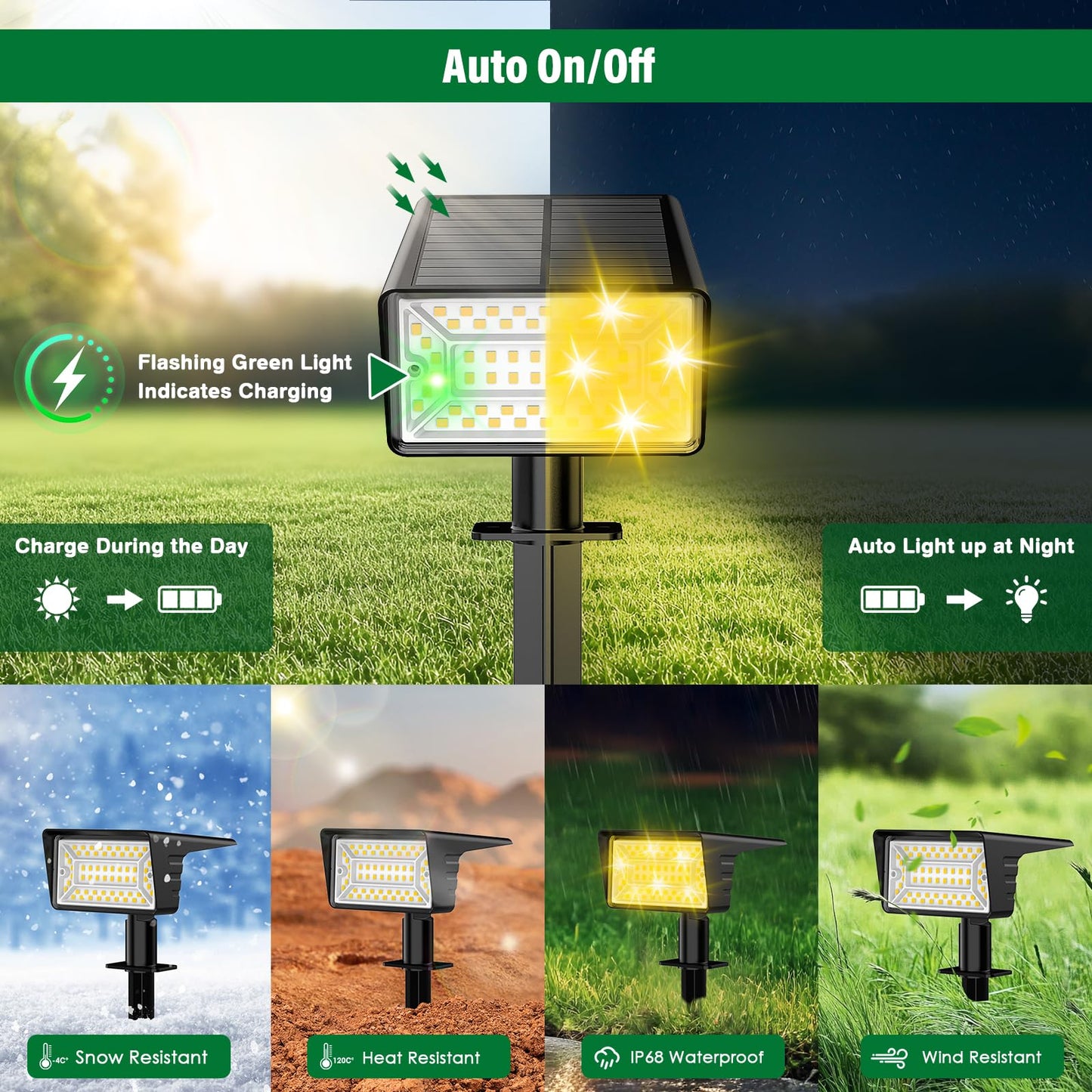 Lamkeep Solar Spot Lights Outdoor With 60 Led & Auto On/Off  2 Pack Solar Lights Outdoor Waterproof Ip68 With 3 Lighting Modes  2-In-1 Solars Landscape Light For Outside  Garden  Yard(Warm White)