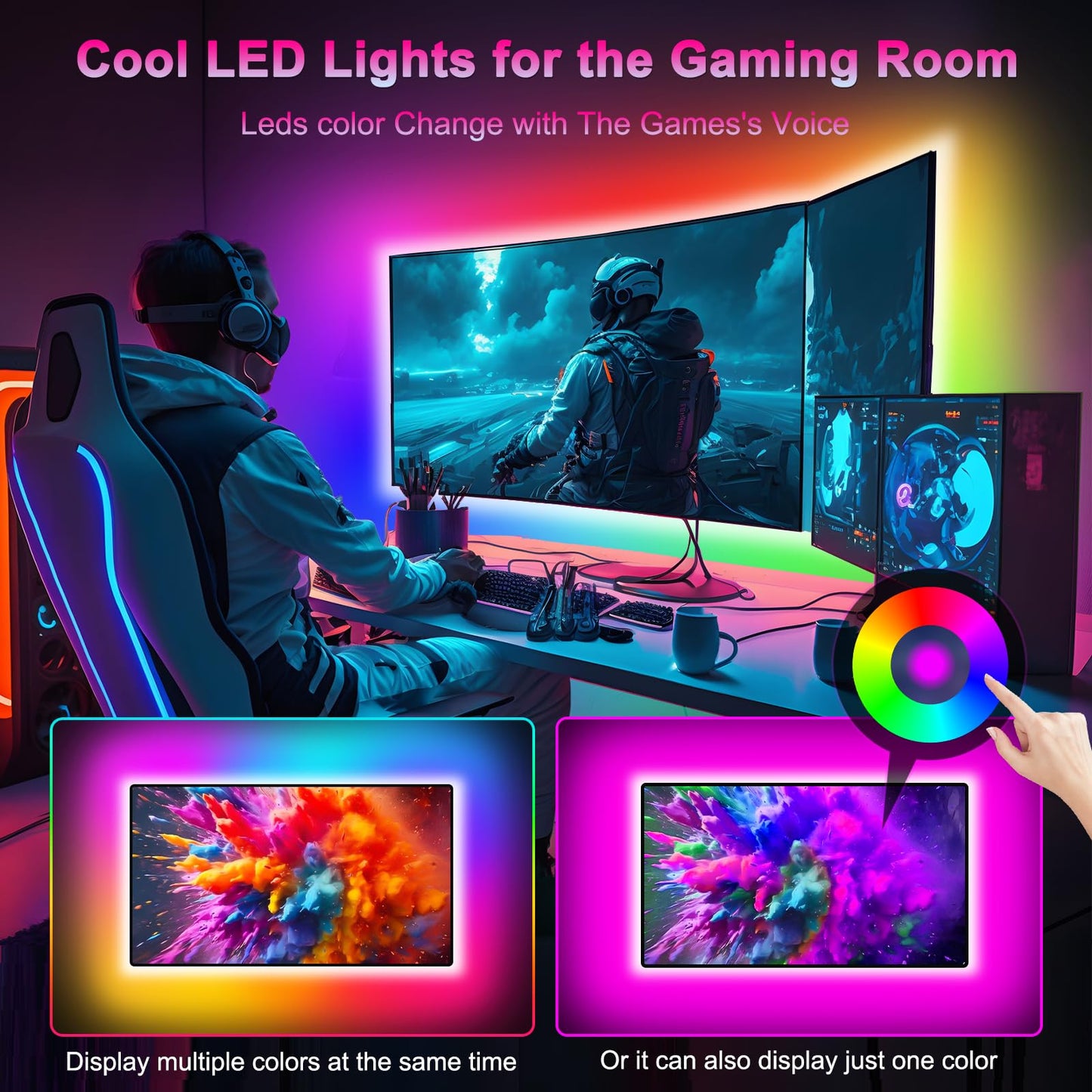 Daymeet Led Tv Backlight - 13.1Ft Rgb Strip Lights For 45-60In Tvs, Music Sync, Bluetooth Control, Dream Colored, Model Xr-Ca-Hcx4M