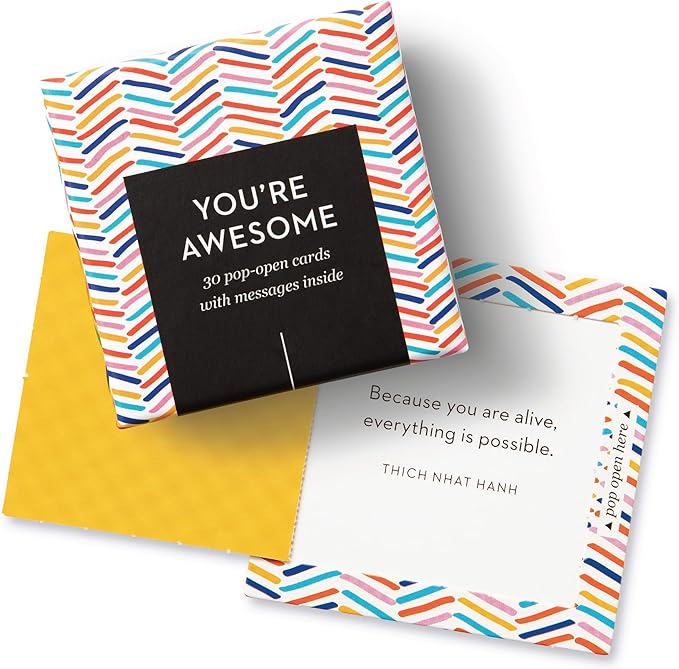 Compendium ThoughtFulls Pop-Open Cards — 4-Pack of You're Awesome, Smile, Be Happy, Thanks — 120 Pop-Open Cards, Each with a Different Message Inside