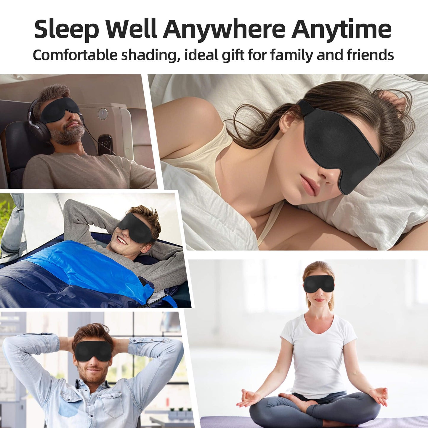3 Pack 3D Contoured Sleep Eye Mask - with 3 Pack Ear Plugs – Soft Breathable Blackout Sleeping EyeMask for Men Women Adults – Lightweight Zero Pressure Eye Cover for Travel Naps Night Shift Meditation