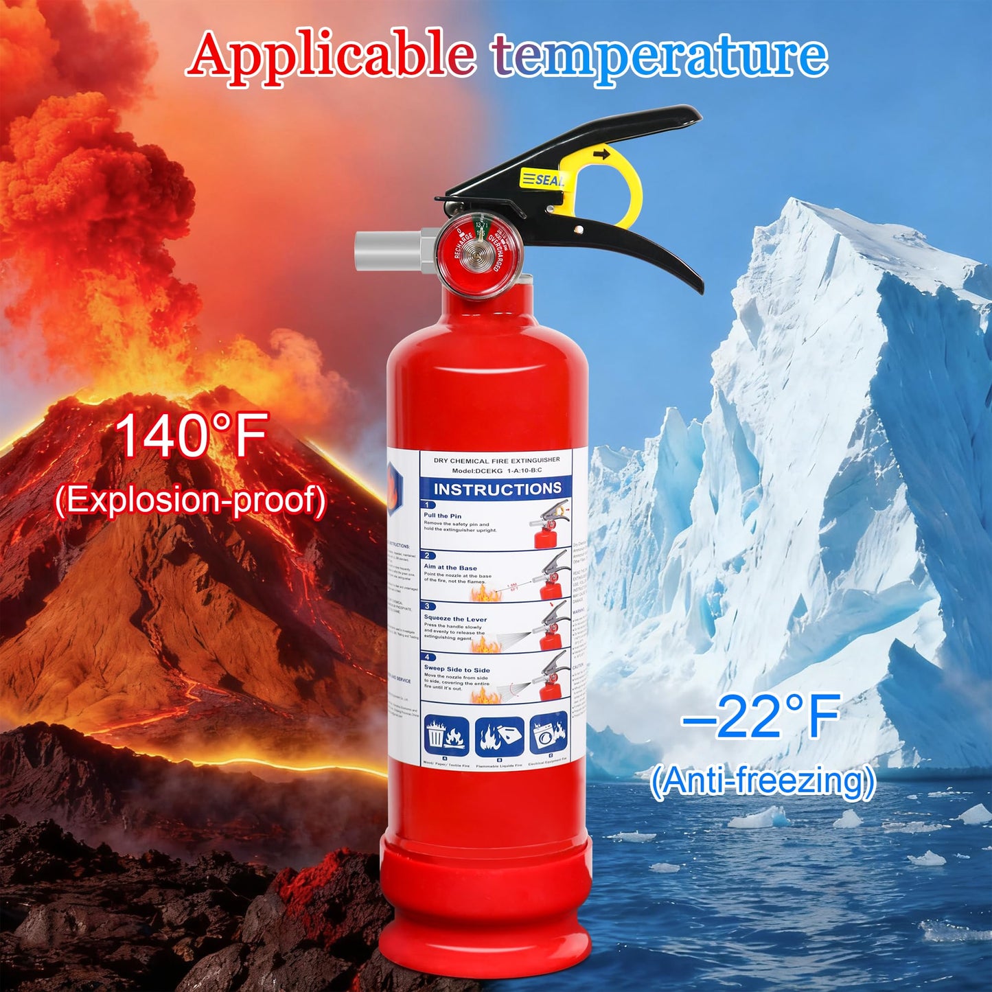 2 Pack ABC Dry Chemical Fire Extinguishers, 2.5 lb 1A:10B:C Rating for Home, Vehicle, Boat, Quick Release Handle, Compact & Portable Dry Powder Extinguisher