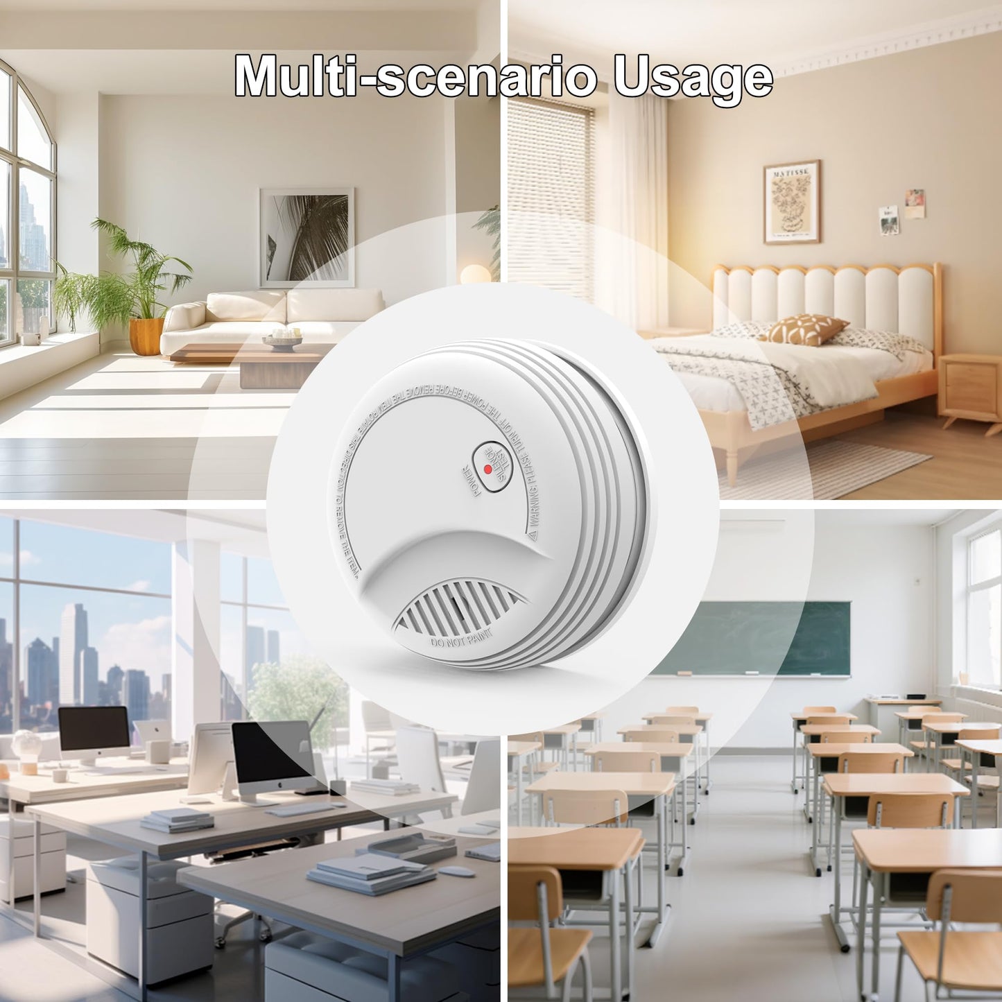 3 Pack Smoke Detector, Photoelectric Sensor Battery-powered Fire Smoke Alarm, LED warning light 85 dB alarm sound, low battery warning, mute and test buttons, suitable for living rooms, bedrooms, etc.
