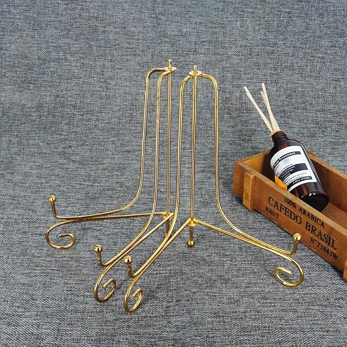 LIONWEI LIONWELI 8 Inch Gold Iron Plate Stand Holder Easel Display Stand for Plate?Picture?Photo and More,3 pcs.