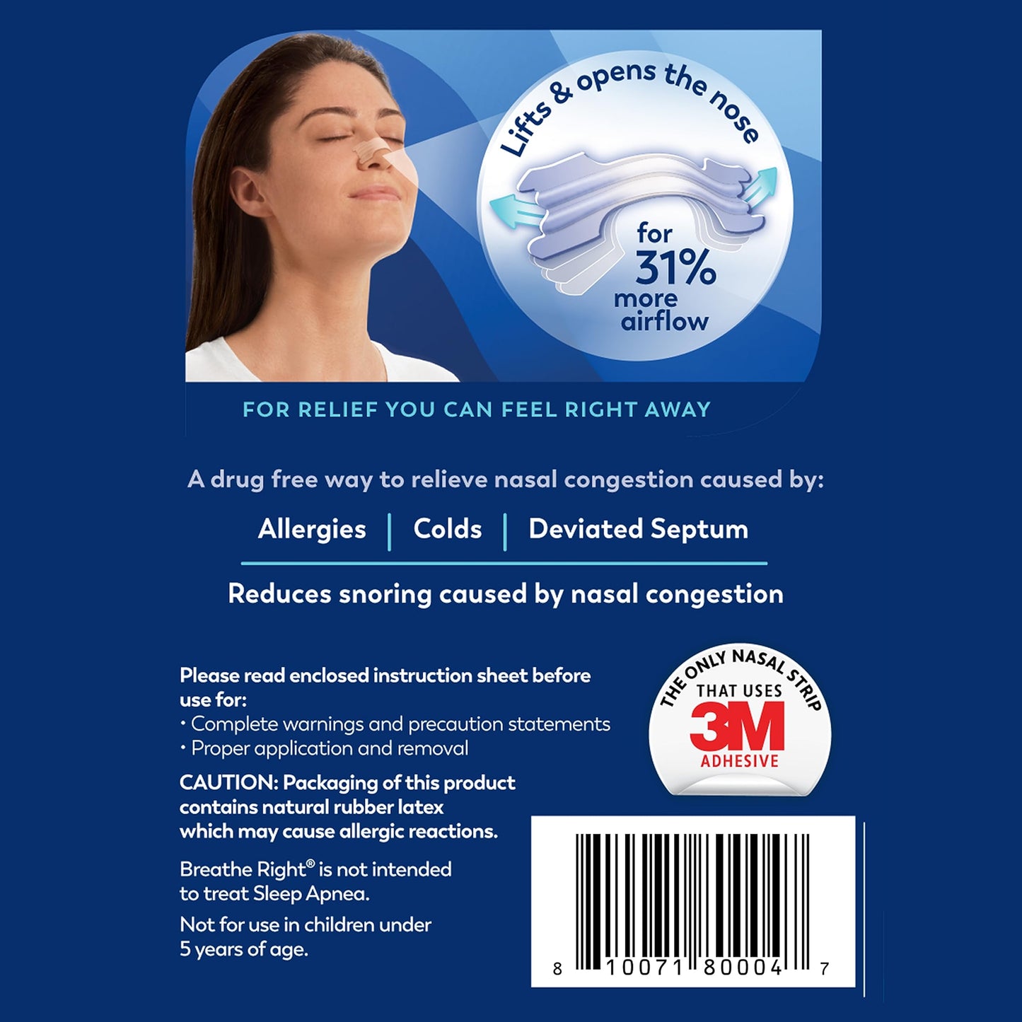 Breathe Right Original Nasal Strips Clear Sm/Med For Sensitive SkinDrug-Free Snoring Solution & Nasal Congestion Relief Caused by Colds & Allergies 30 ct (Packaging May Vary)