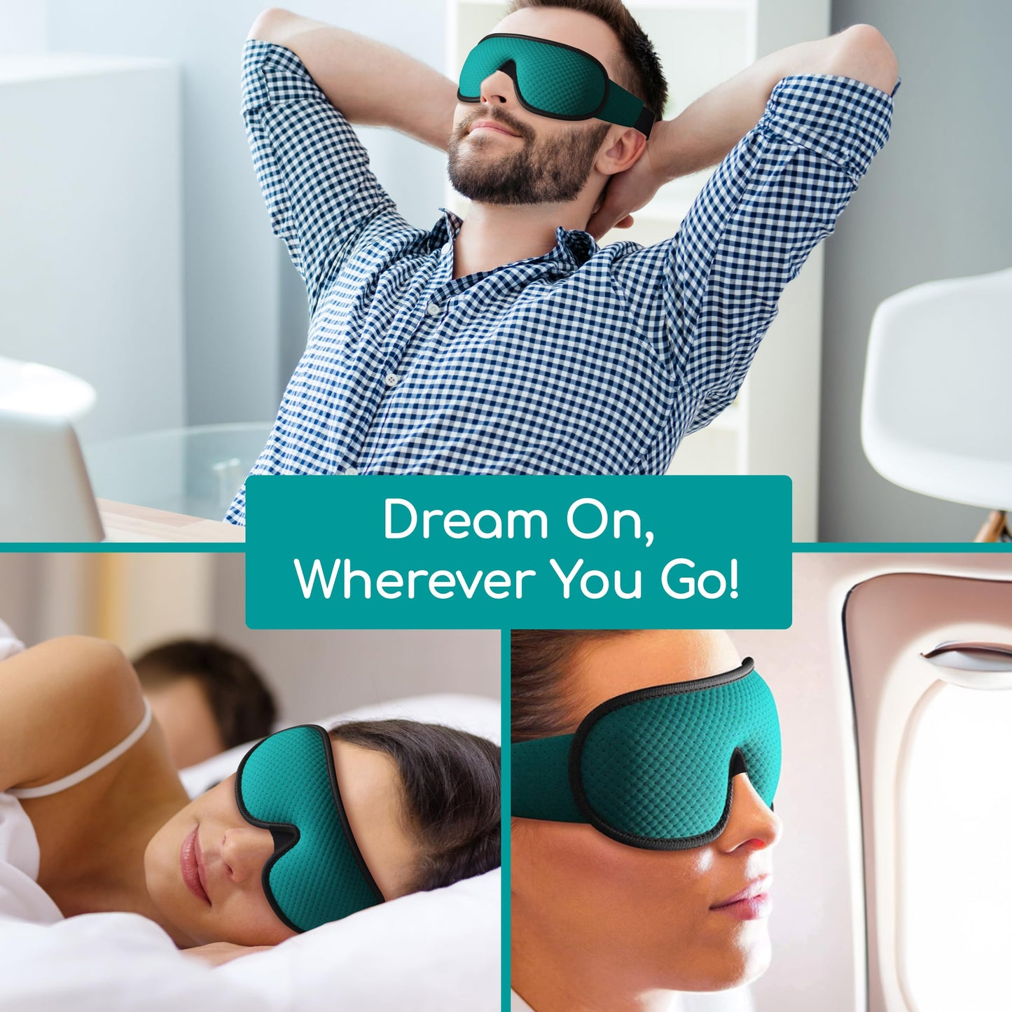Medi Grade Cotton Sleep Mask with 3D Eye Memory Foam - Travel Sleeping Mask for Women and Men with 2 Ear Plugs and Storage Bag - Blackout Light Blocking