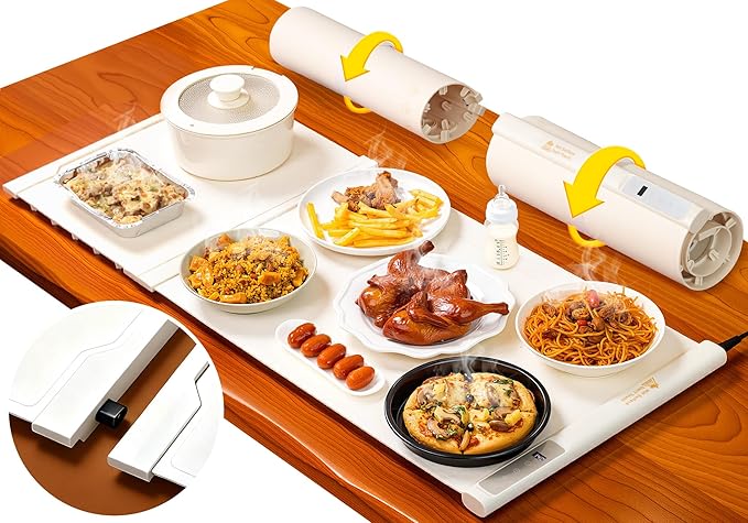 38"x16" Warming Mat for Food Extra Large, Extendable Food Warming Mat, Electric Warming Tray for Buffets Party with 7 Adjustable Temperature, 6 Timer, Silicone Food Warmer for Parties Home Countertop