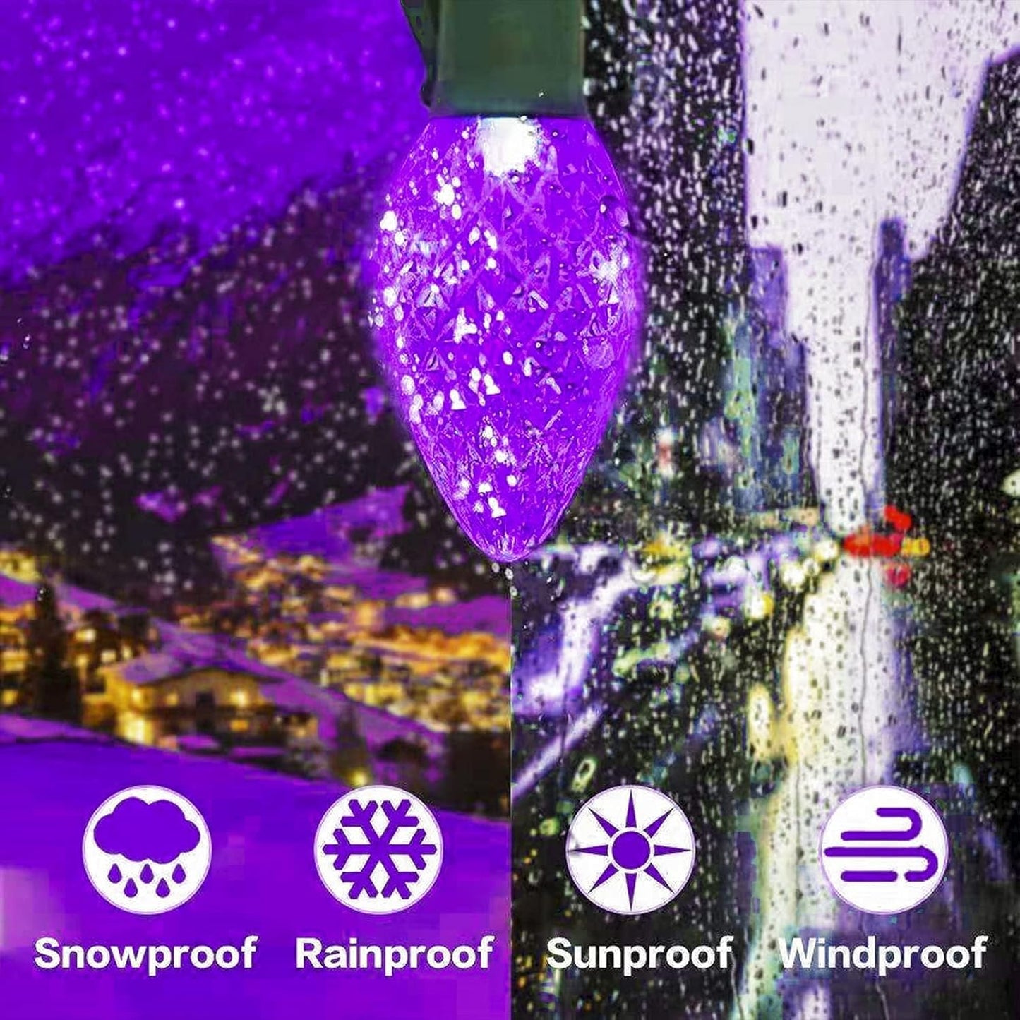 Kaq 2Pk 100Led Purple And Green C9 Halloween Lights Waterproof Indoor Outdoor  Extendable 98Ft String Lights Plug In With 13 Lighting Modes  Halloween Decorations For Party Patio  Outside Yard Decor