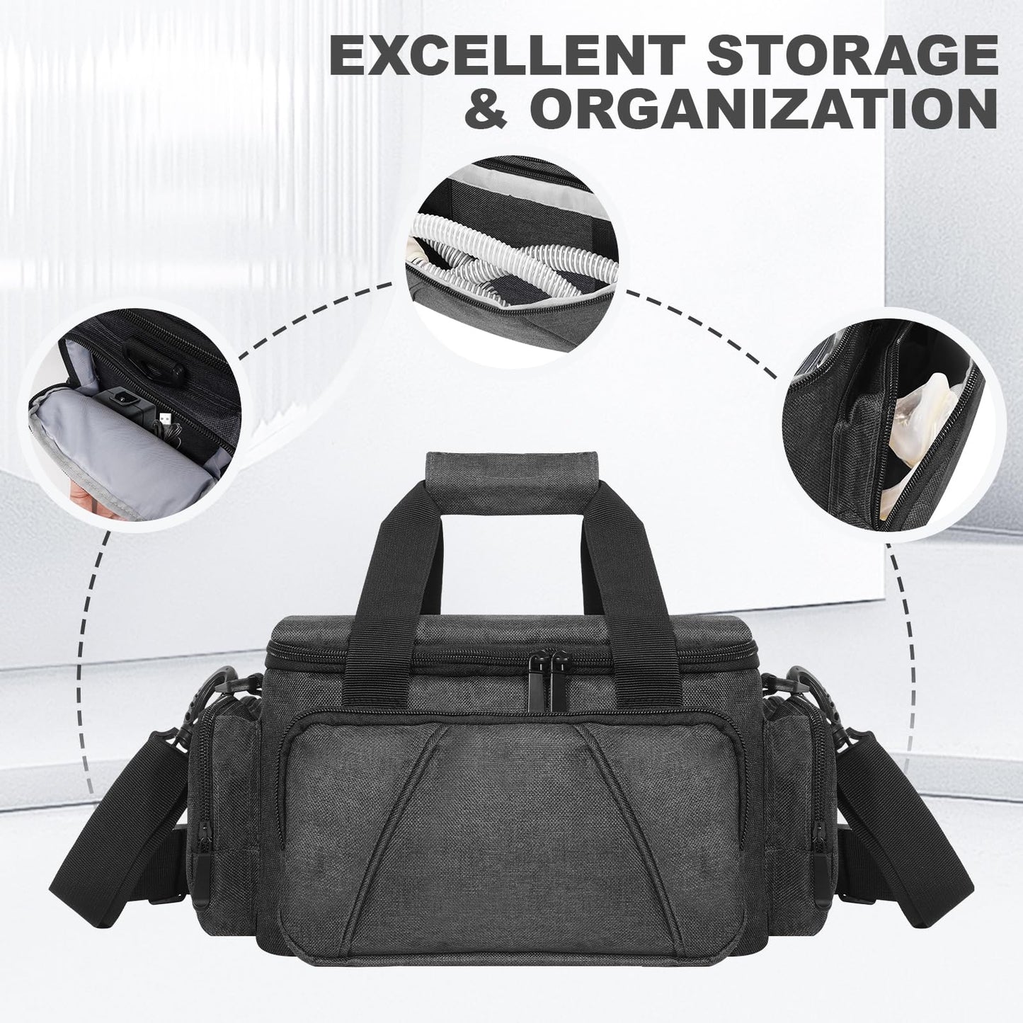 Lightweight CPAP Travel Bag for ResMed AirSense 10/11, Philips DreamStation, 3B Medical Luna G3, Compact & Portable Carry Case for CPAP Machine Supplies and Accessories, TSA-Friendly (Bag Only)