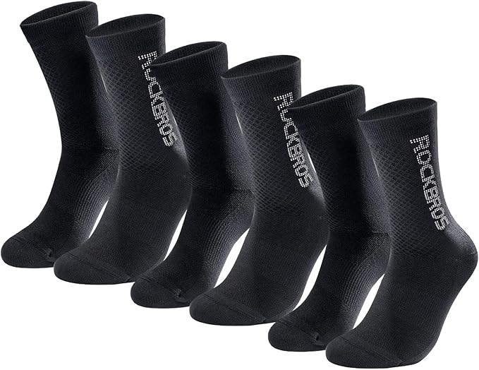 ROCKBROS Cycling Socks,Crew Length,Breathable & Non-Sticky with reflective logo,All Seasons for Men Women Bike Socks