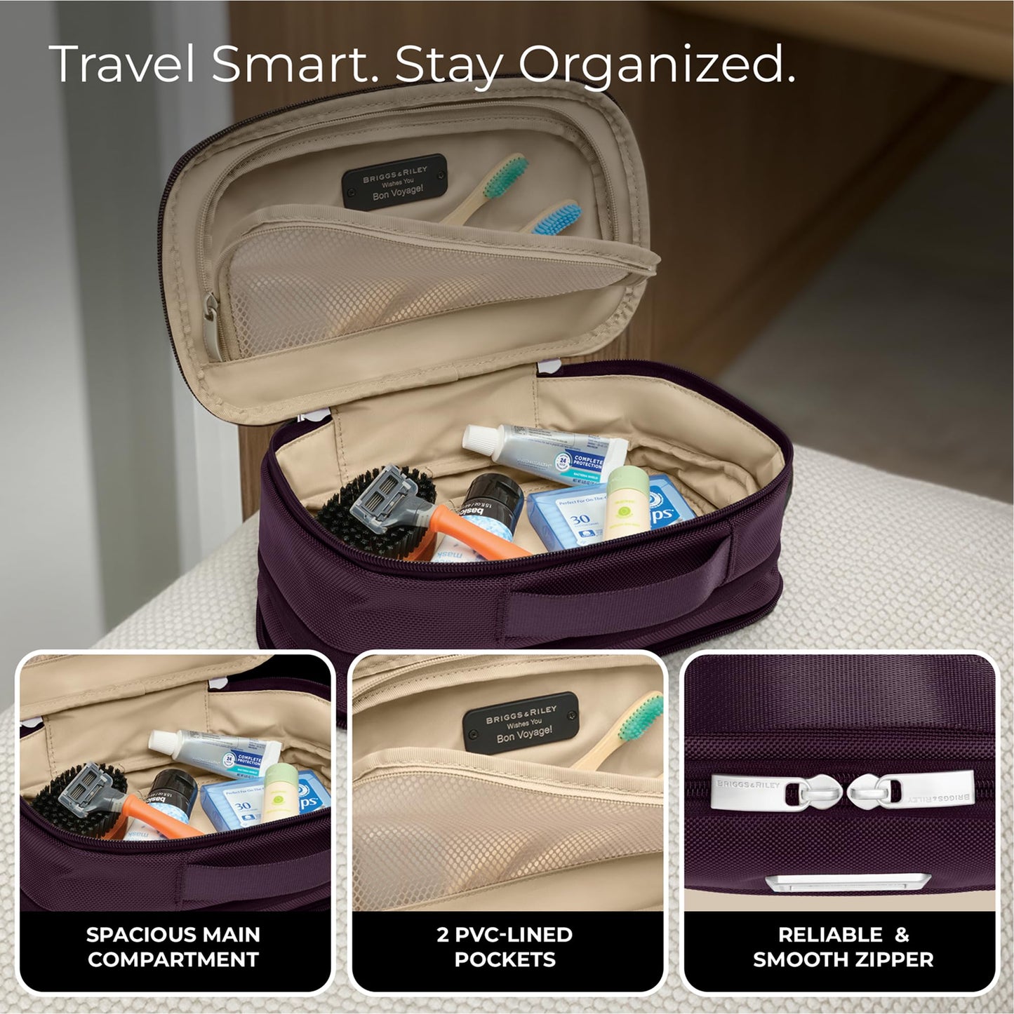Briggs & Riley Expandable Essentials Kit - Toiletry Travel Bags for Women & Men, Organizer for Vacation, Compact Dopp Kit for Ba
