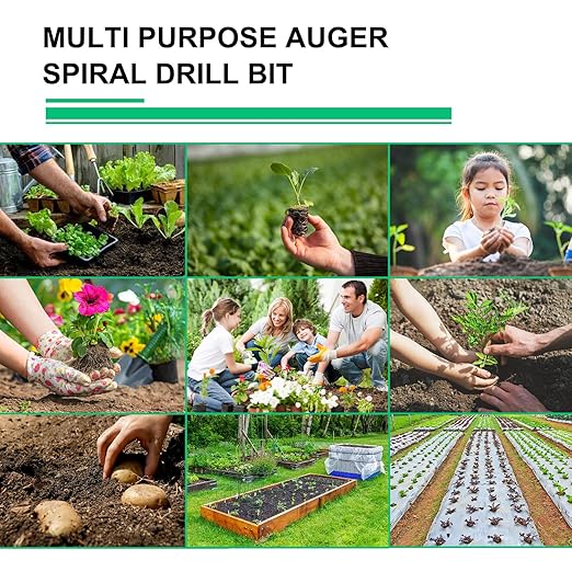 4 Pack Garden Ground Earth Spiral Drill Bit for 3/8" Hex Drive Drill, Auger Drill Bits for Bulbs Planting, Hole Digger Flowers,Bedding Digging Plant Rapid Planter Tool
