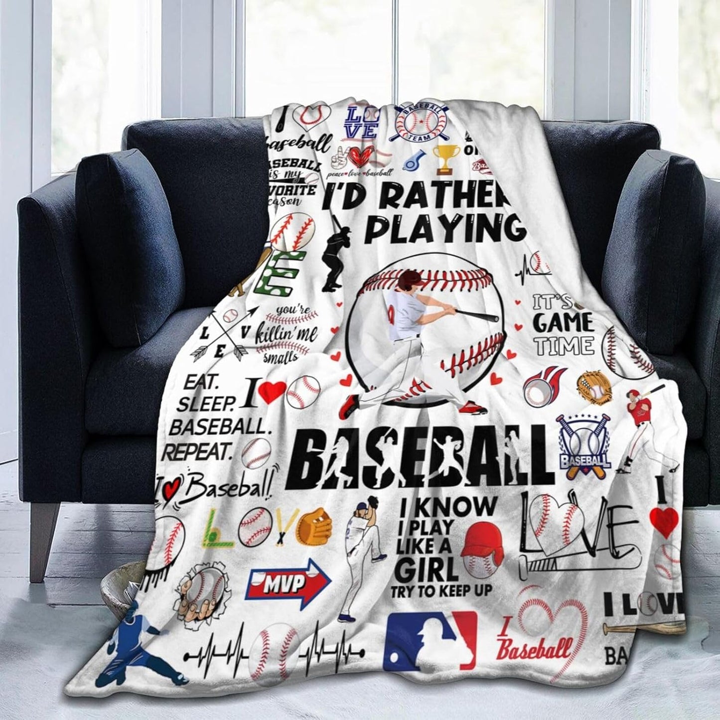 Baseball Blanket Gifts for Boys Men Baseball Theme Gifts Stuff Bedding Soft Cozy Flannel Throw Blankets for Girls Women Baseballs Lovers Fan Team Kids Adults 50"X40"