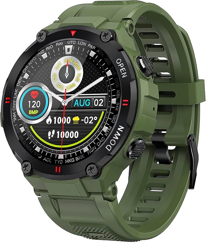 SEDSEY 1.28" IPS Tactical Smart Watch for Men Activity Fitness Tracker with 400mAH Large Battery Outdoor Bluetooth Call He...