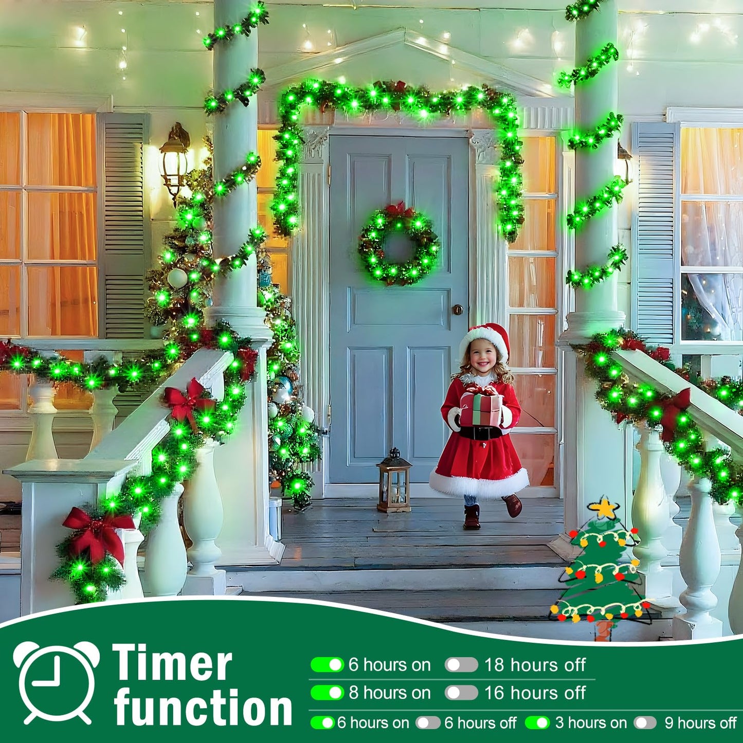Sauirs 403Ft 1000 Led Christmas Lights Outdoor String Lights With 8 Modes Timer Waterproof Fairy Light Plug In For Outside Indoor Party Xmas Palm Tree Yard Wedding Decorations(Green)