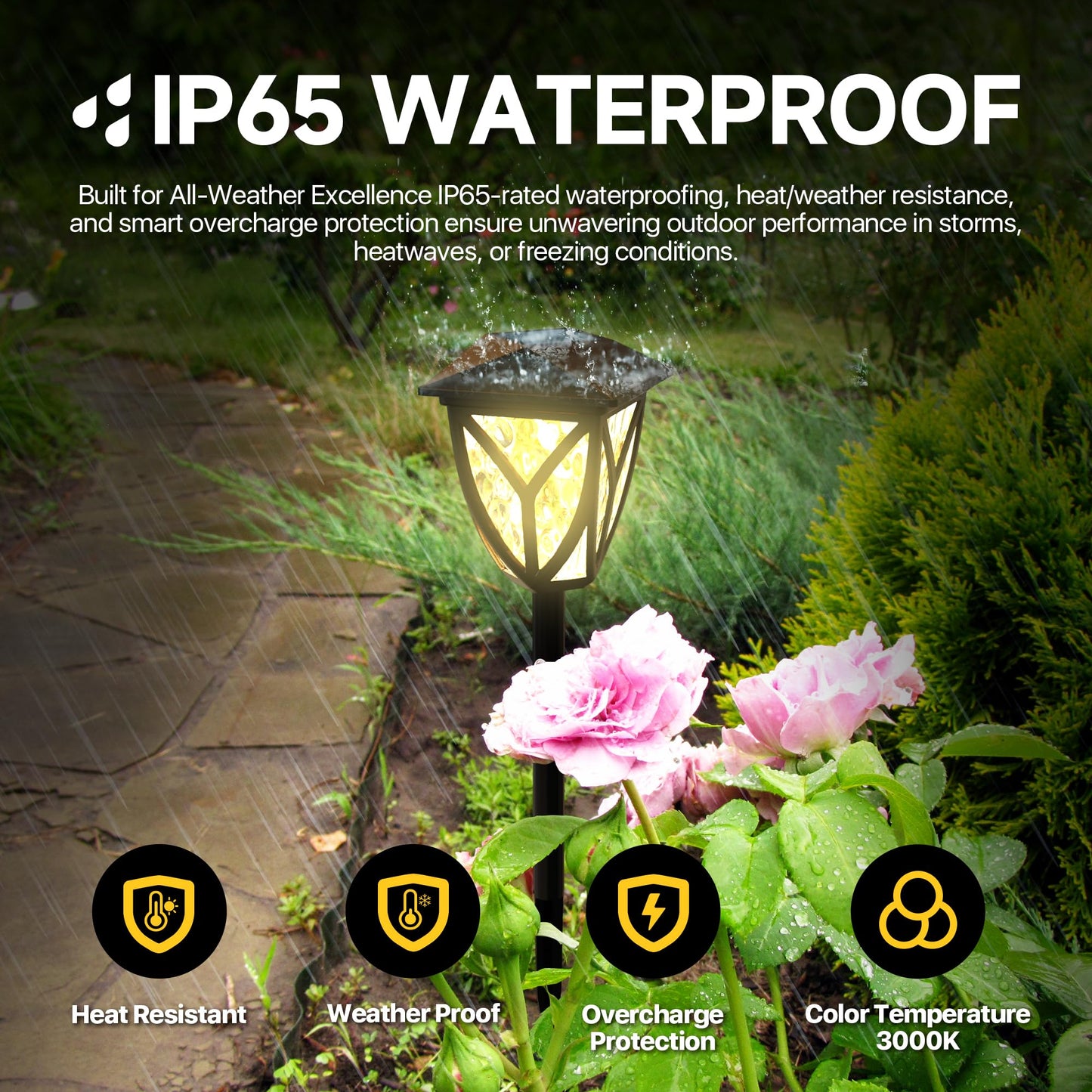 Ensenior 6-Pack Solar Lights Outdoor  16.77 3000K Led Solar Garden Lights For Pathway  Yard  Patio  Walkway  Planter  Waterproof  Energy-Efficient Landscape Lighting
