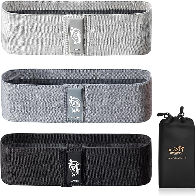Fit Simplify Non Slip Fabric Resistance Hip Cloth Bands, Set of 3