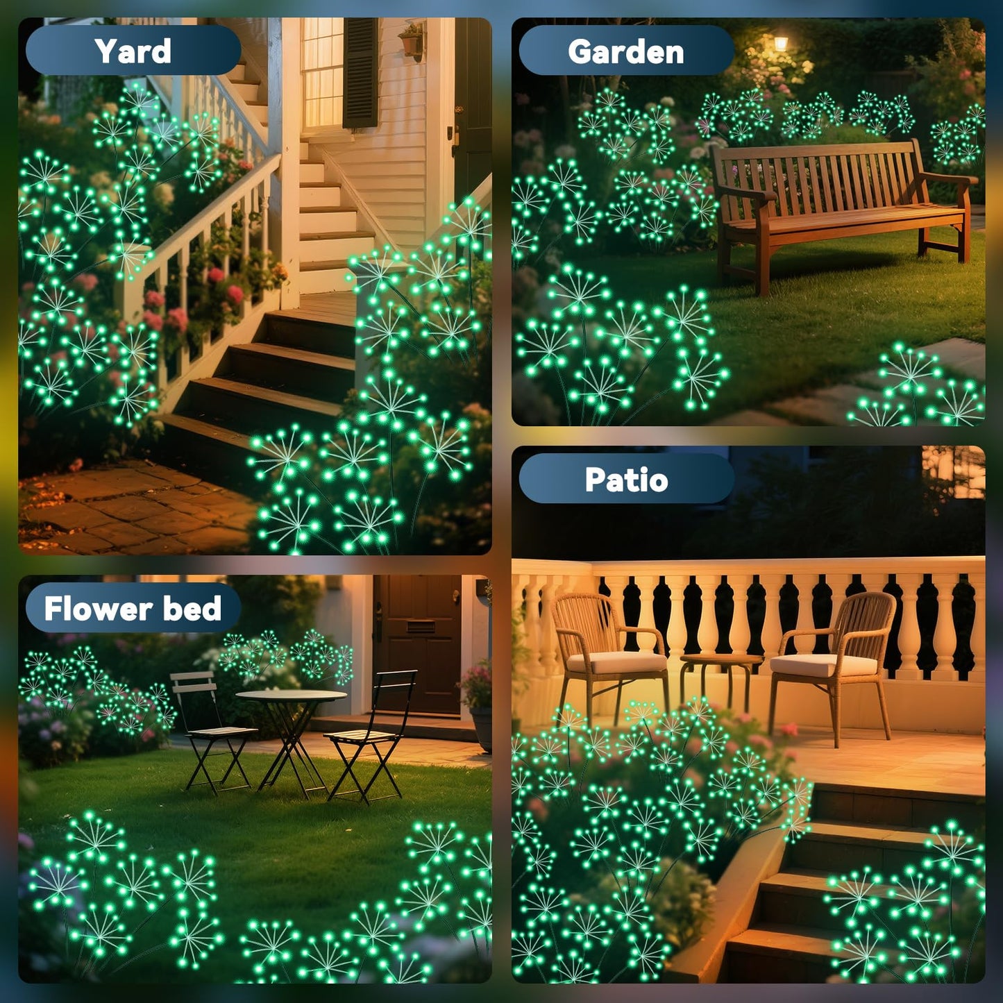 Solar Garden Lights 2 Pack Waterproof Swaying Starburst Light Solar Outdoor Lights For Yard Patio Walkway Pathway Party Wedding Decoration  Unique Gifts For Women  Green