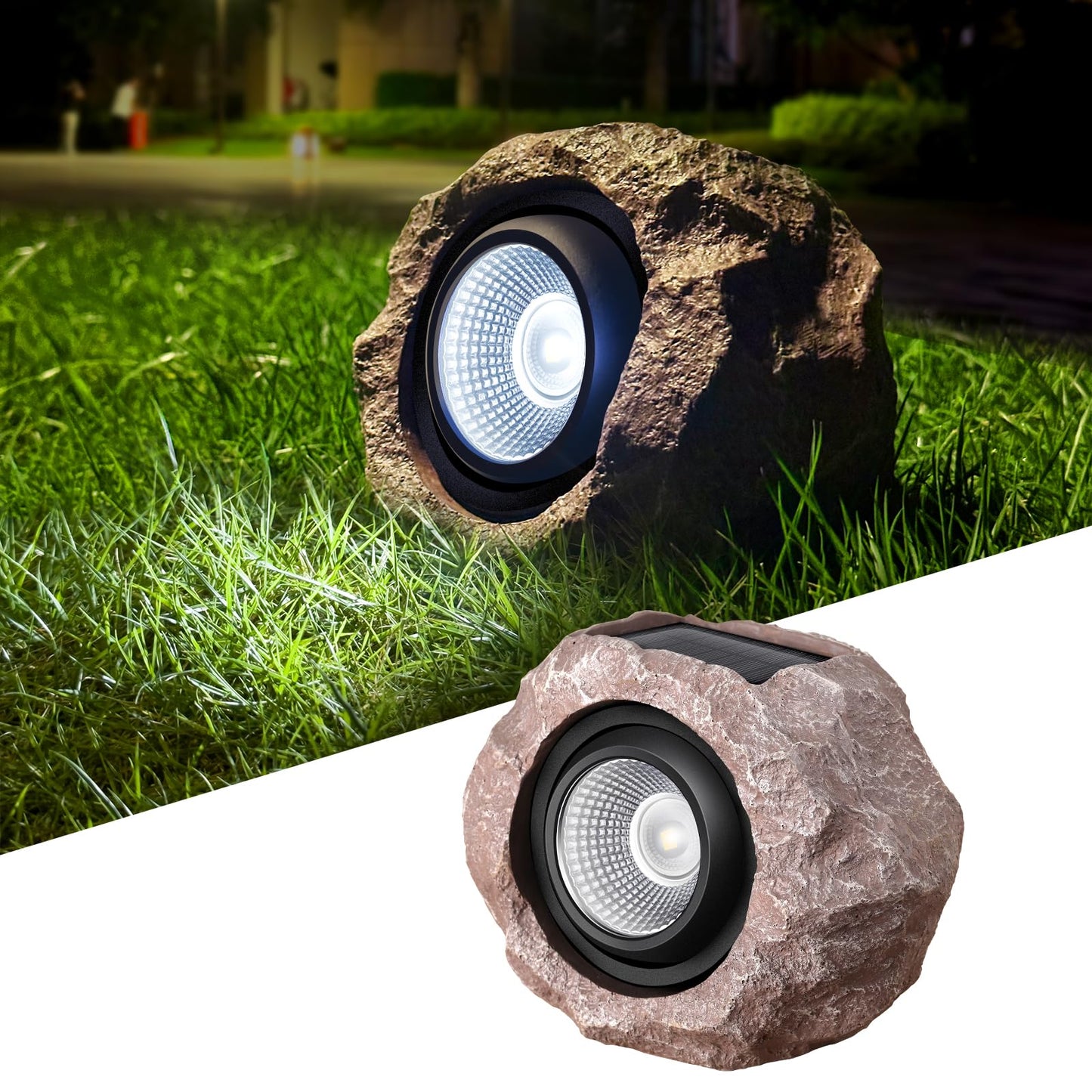 Timeflies Solar Rock Lights - Super Bright Ip65 Waterproof Outdoor Spot Lights, 1 Pack, Resin, Auto On/Off For Gardens & Patios