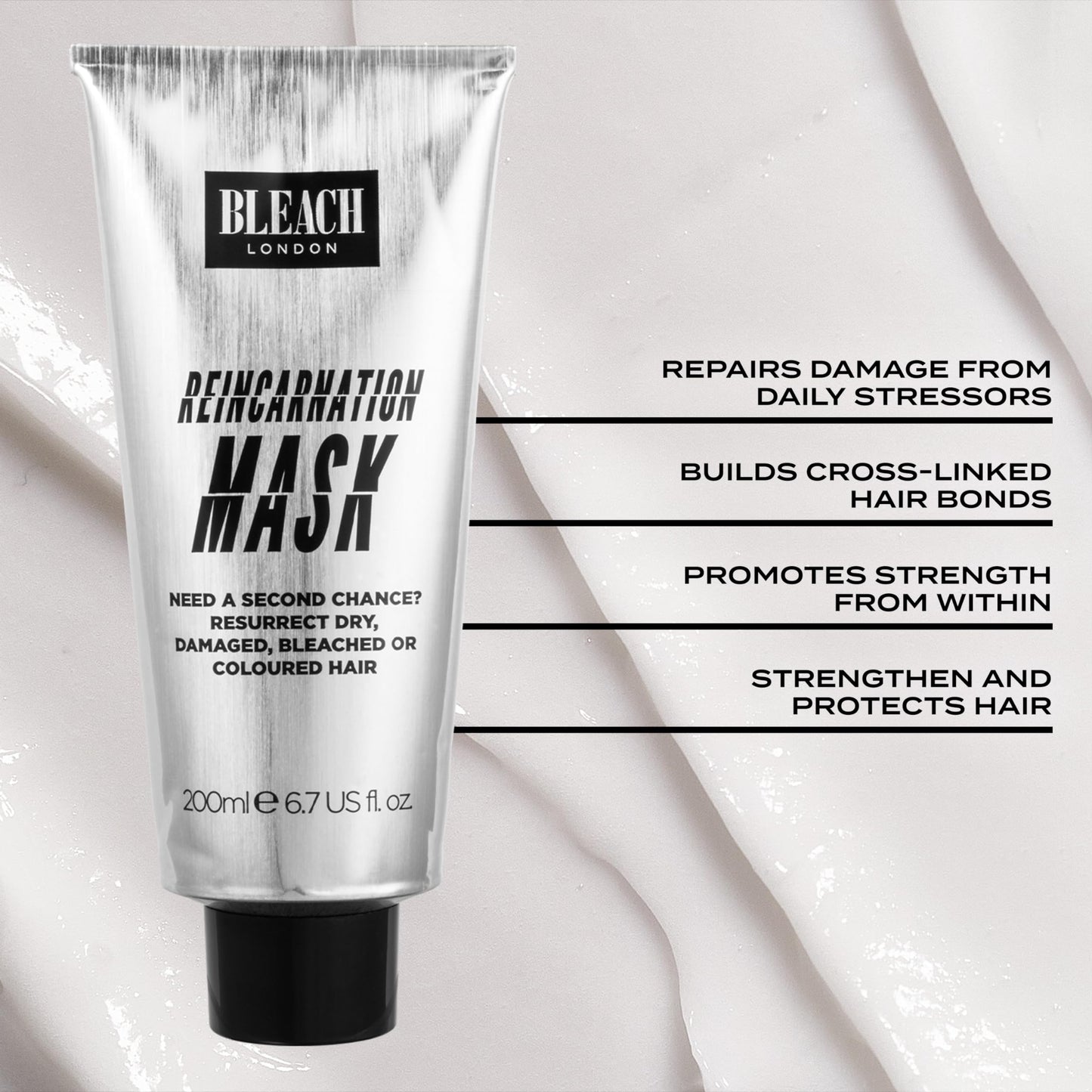 BLEACH LONDON Reincarnation Mask - Nutrient Rich, Repairs & Hydrates Dry, Damaged, Bleached or Coloured Hair, Vegan, Cruelty Fre