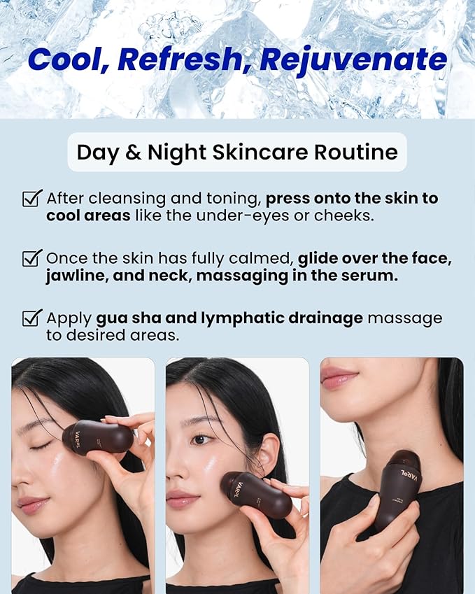 Ice Roll Serum | Cooling Face Roller with Serum for Depuffing, Under Eye Bag, Hydrating, Firming & Reduce Wrinkles with Bakuchiol & Collagen | Korean Skin Care & Gua Sha Facial Tool | 1.69 Fl Oz